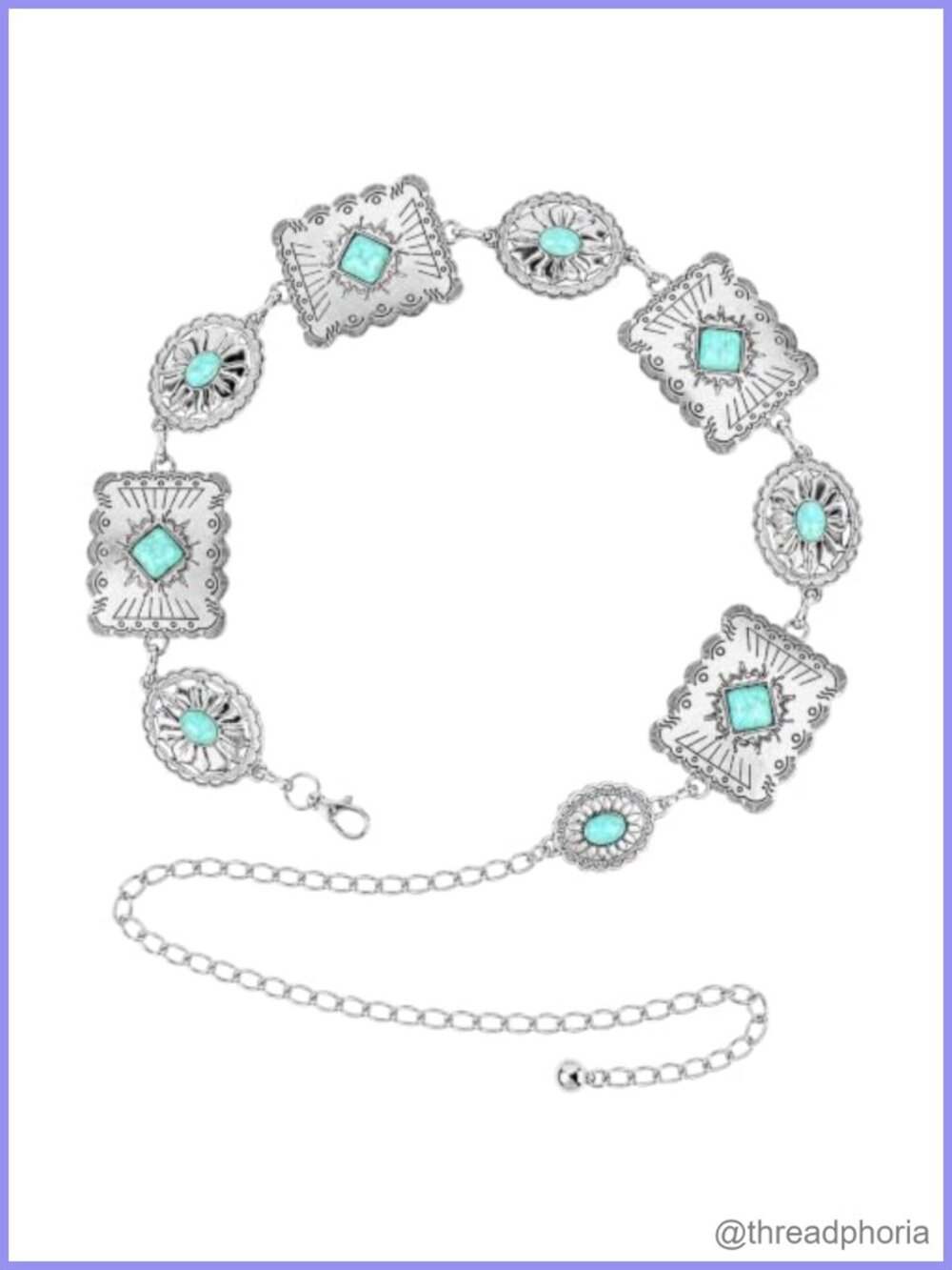 Western Concho Chain Belt Faux Turquoise Waist Chain